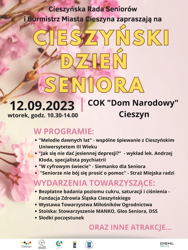 Plakat promujący wydarzenie Cieszyński Dzień Seniora